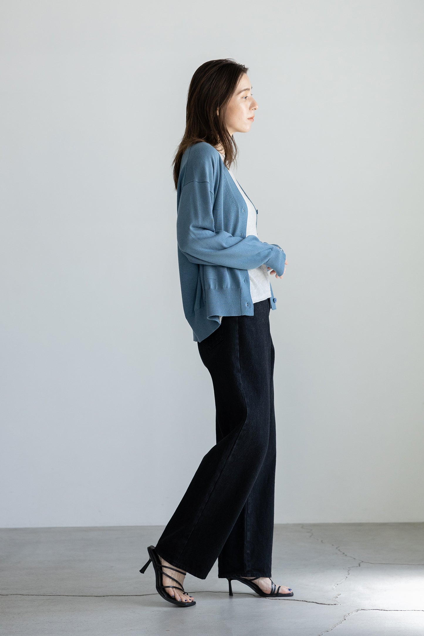 25AW Cardigan bicolore en soie et cachemire /CT25308