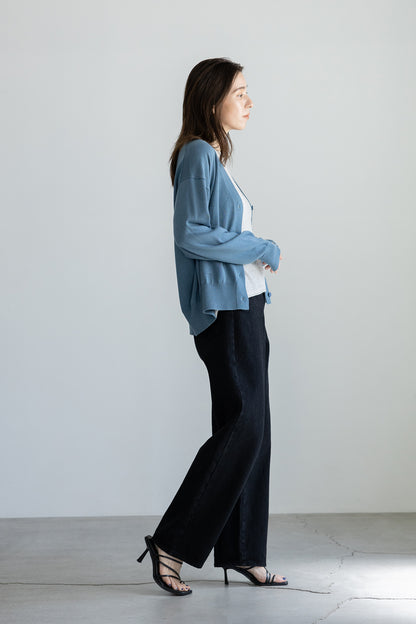 25AW Cardigan bicolore en soie et cachemire /CT25308