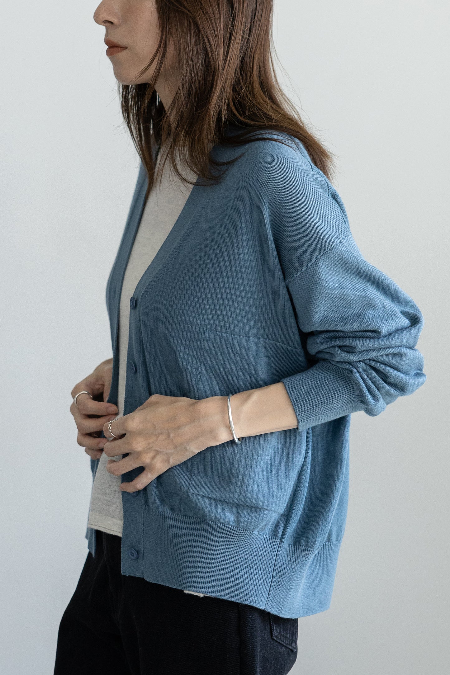 25AW Cardigan bicolore en soie et cachemire /CT25308