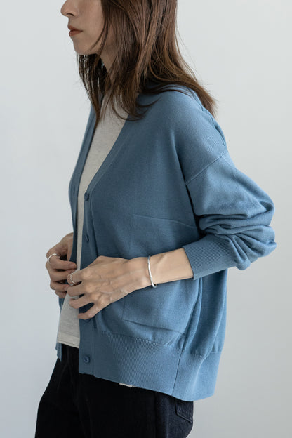 25AW Cardigan bicolore en soie et cachemire /CT25308