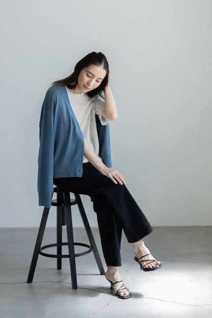 25AW Cardigan bicolore en soie et cachemire /CT25308