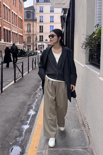 HOLIDAY20/ 25AW Cardigan bicolore en soie et cachemire /CT25308