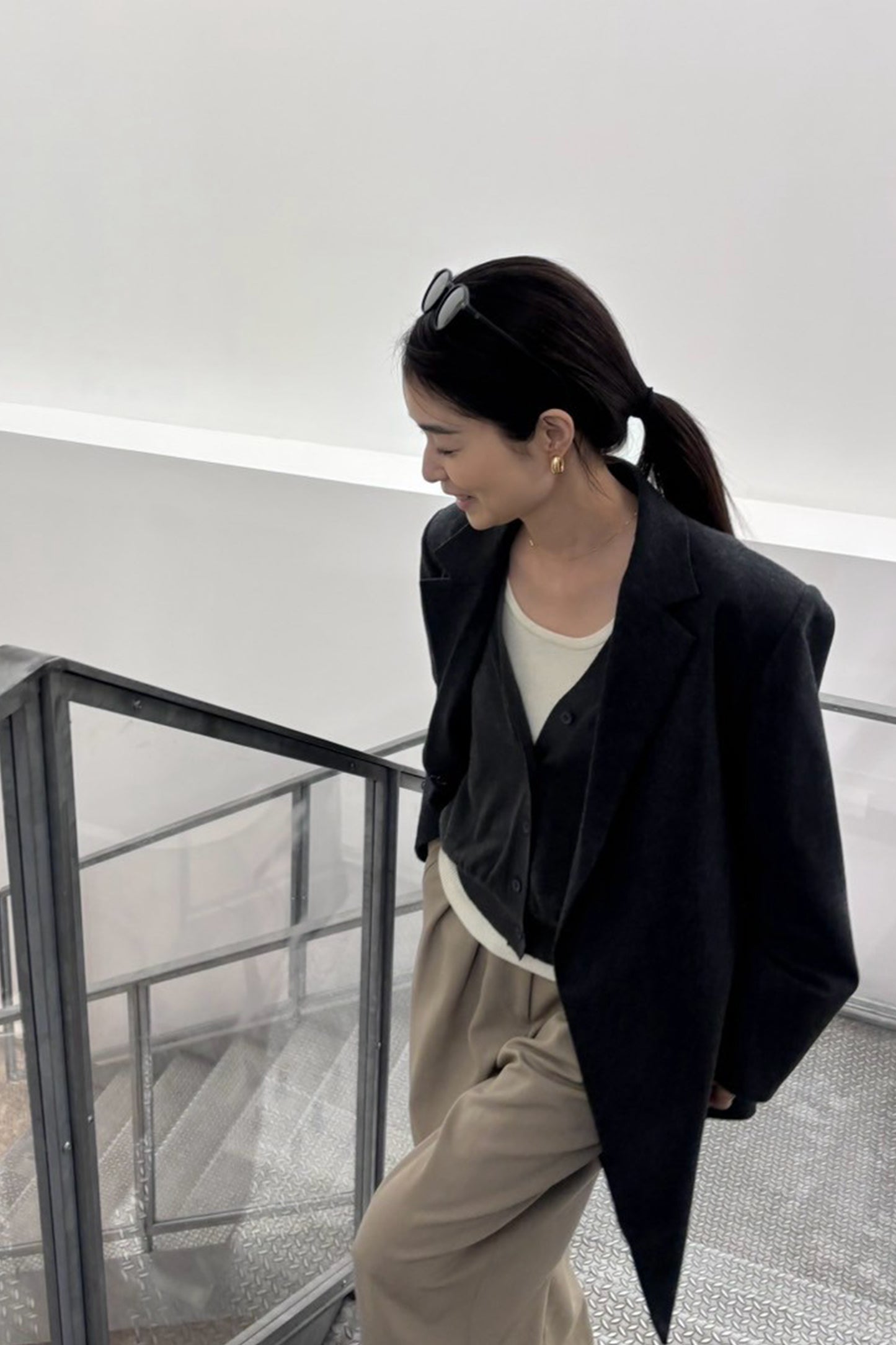 HOLIDAY20/ 25AW Cardigan bicolore en soie et cachemire /CT25308