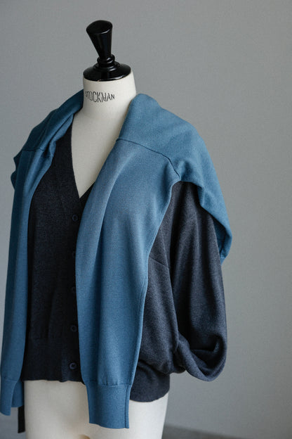 25AW Cardigan bicolore en soie et cachemire /CT25308