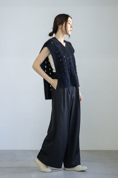 25AW raccoon fox cable vest /CT25319