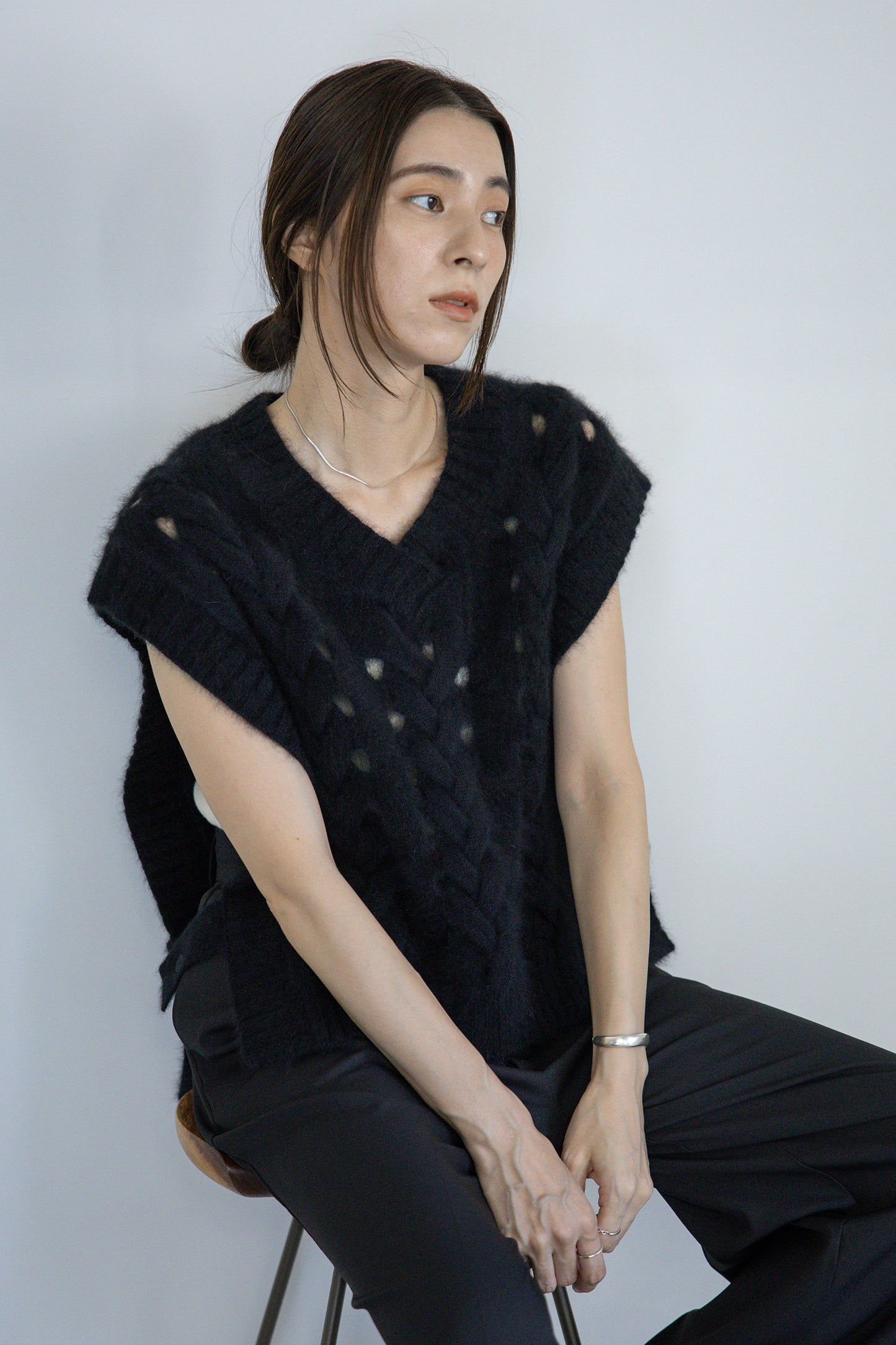 25AW raccoon fox cable vest /CT25319