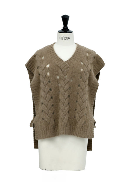 25AW raccoon fox cable vest /CT25319