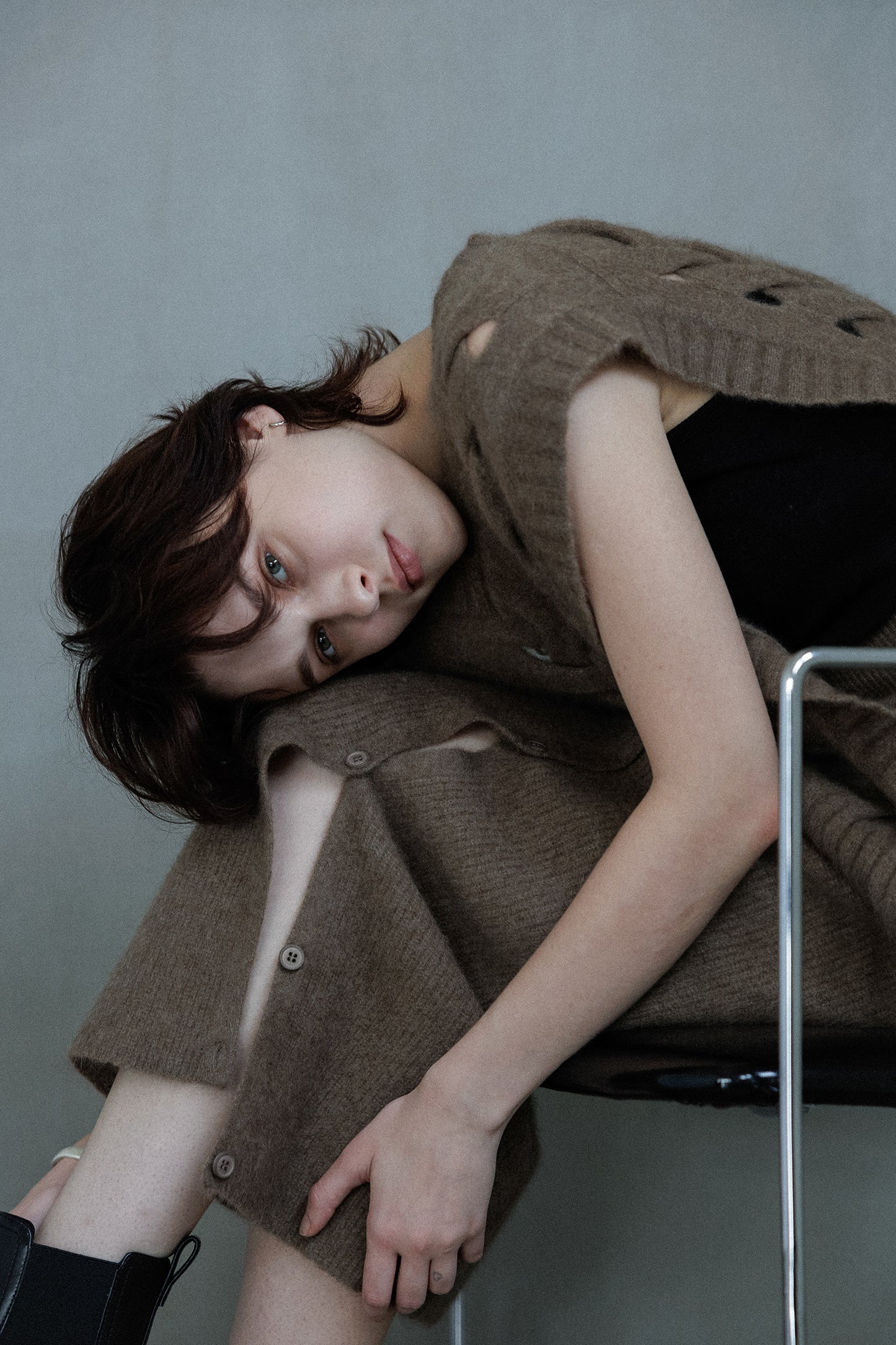 25AW raccoon fox cable vest /CT25319