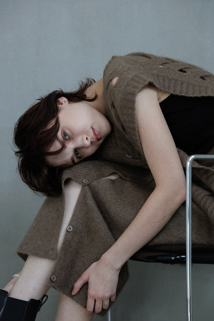 25AW raccoon fox cable vest /CT25319