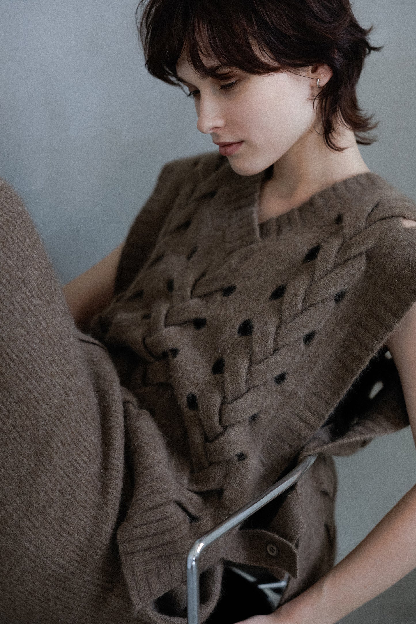 25AW raccoon fox cable vest /CT25319