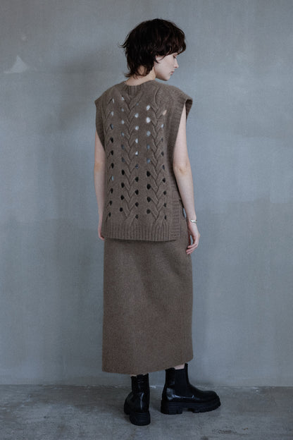 25AW raccoon fox cable vest /CT25319