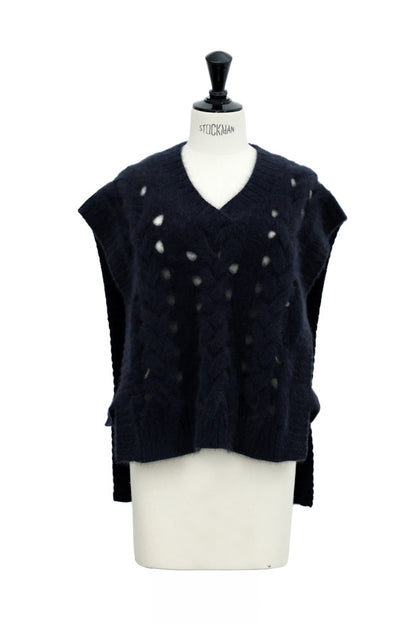 25AW raccoon fox cable vest /CT25319