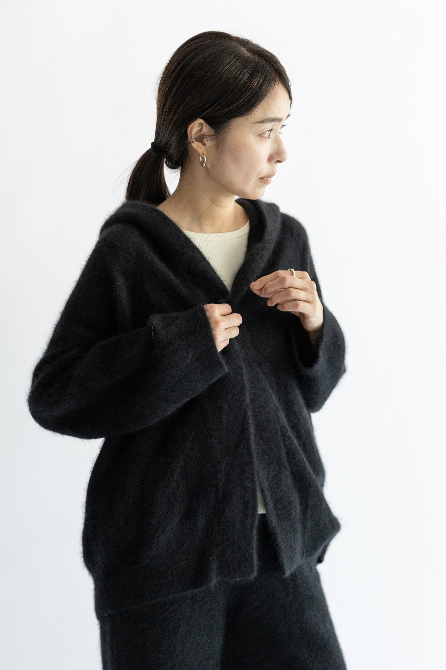 25AW Raccoon fox hooded cardigan /CT25328