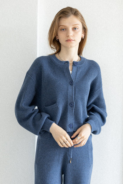 26SS Cotton cashmere ribbed cardigan /CT26112