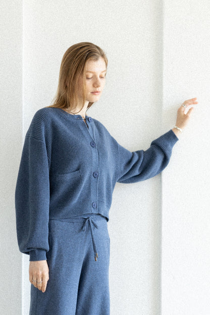 26SS Cotton cashmere ribbed cardigan /CT26112