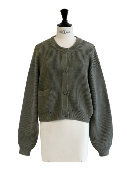 26SS Cotton cashmere ribbed cardigan /CT26112