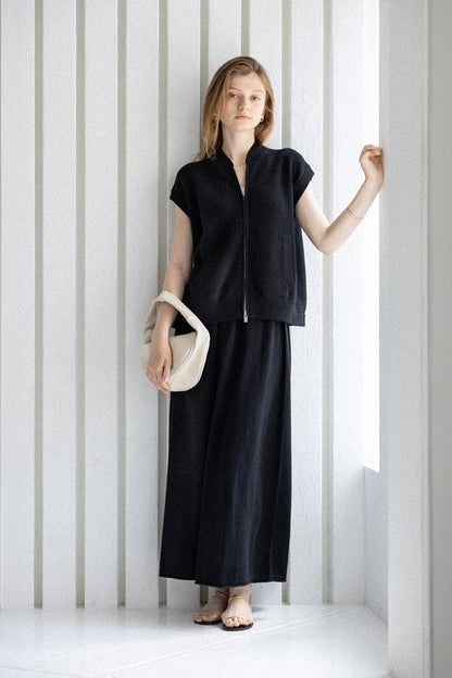 26SS Gilet zippé en coton et cachemire /CT26113