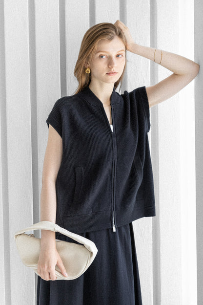 26SS Gilet zippé en coton et cachemire /CT26113