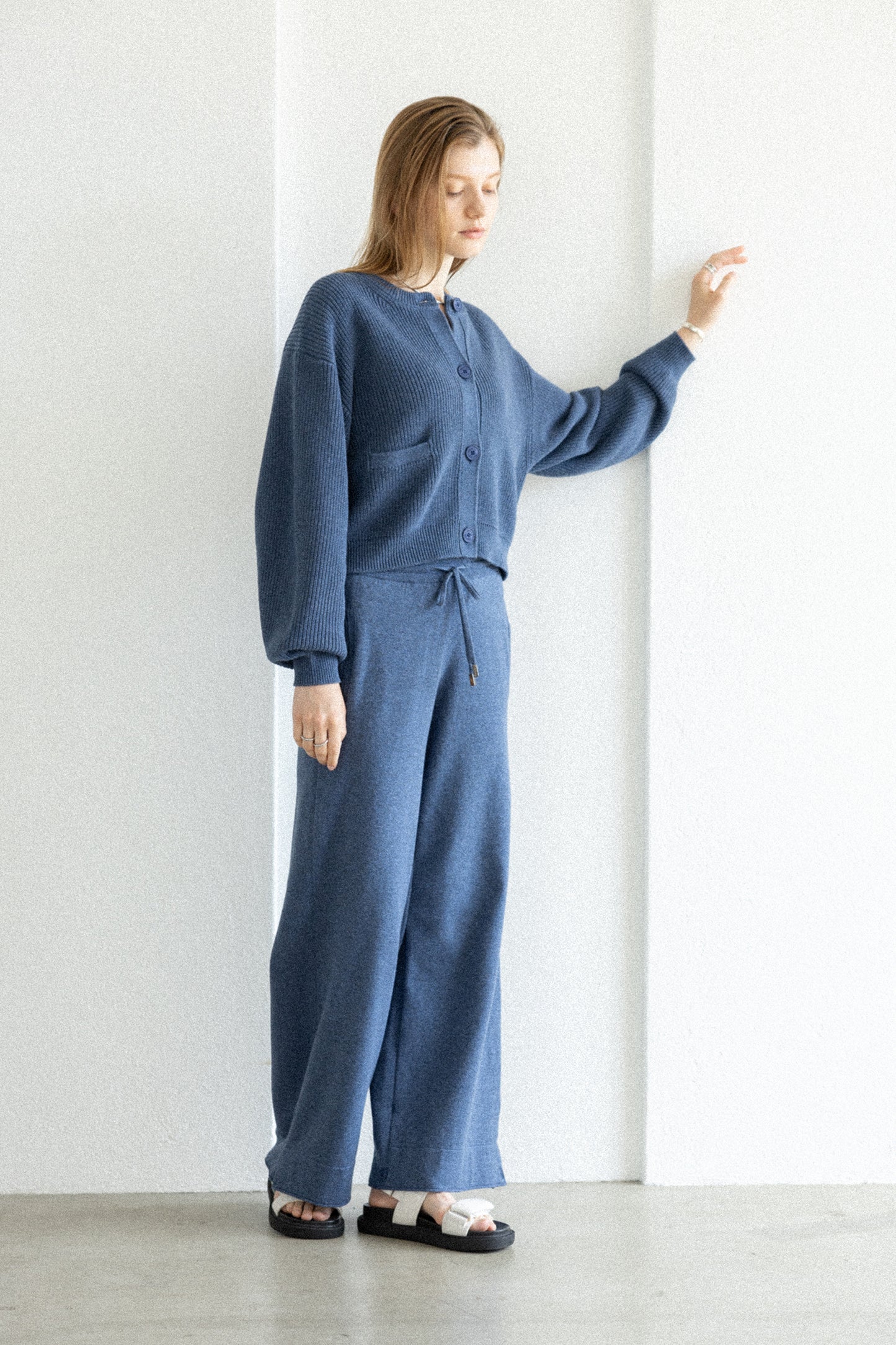 26SS Pantalon large en coton et cachemire /CT26115