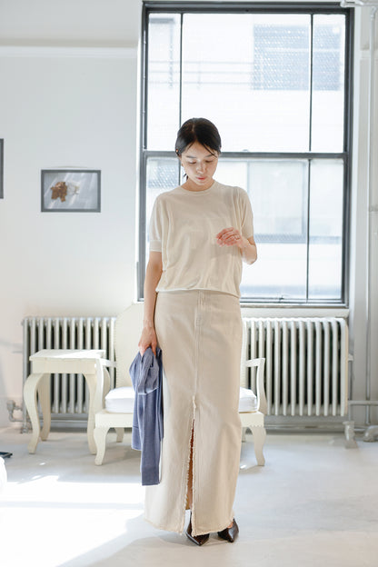 26SS Pull original à demi-manches en coton et soie /CT26117
