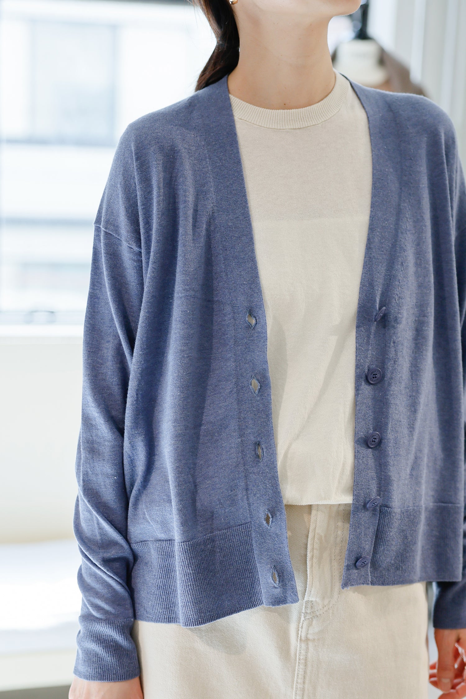 26SS Cardigan surdimensionné original en coton et soie /CT26119