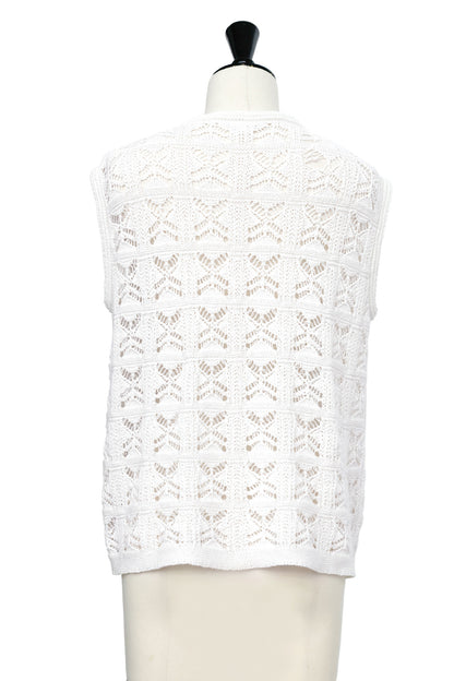 26SS Gilet crocheté en coton et lin /CT26121