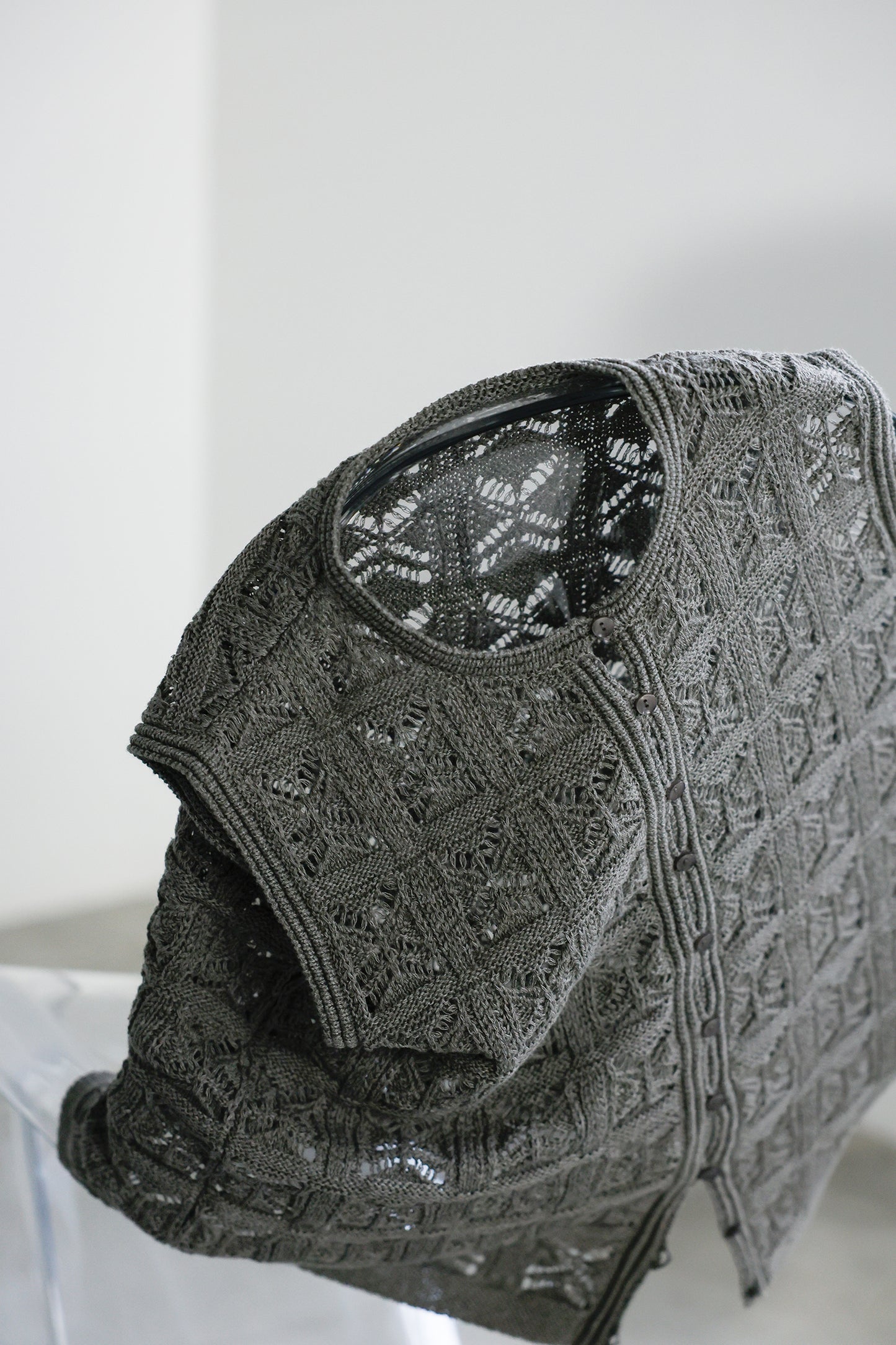 26SS Gilet crocheté en coton et lin /CT26121