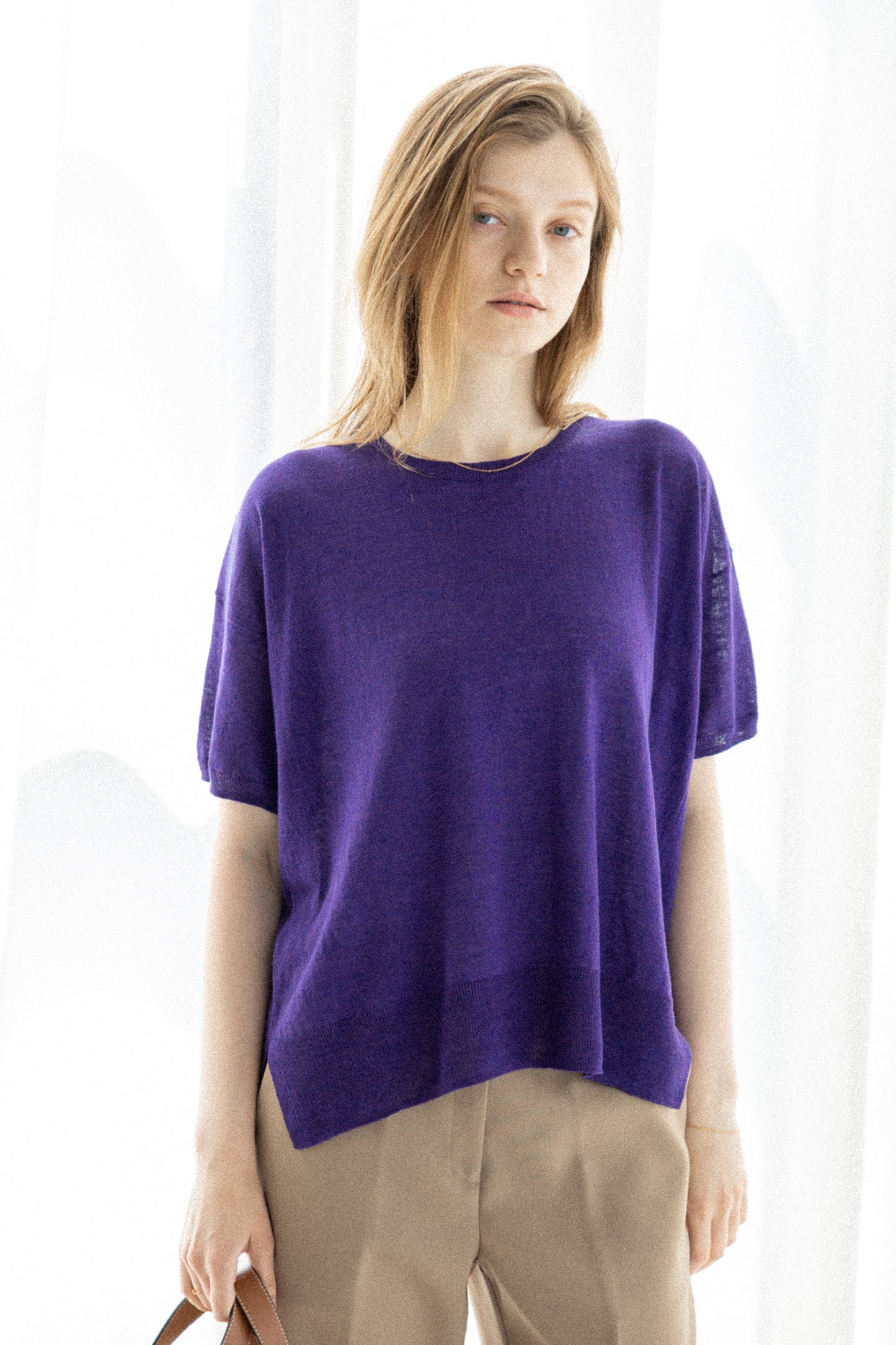 26SS Pull à demi-manches en lin /CT26122