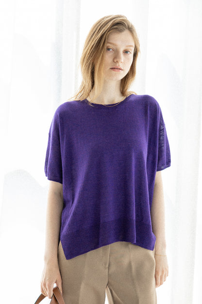 26SS Pull à demi-manches en lin /CT26122