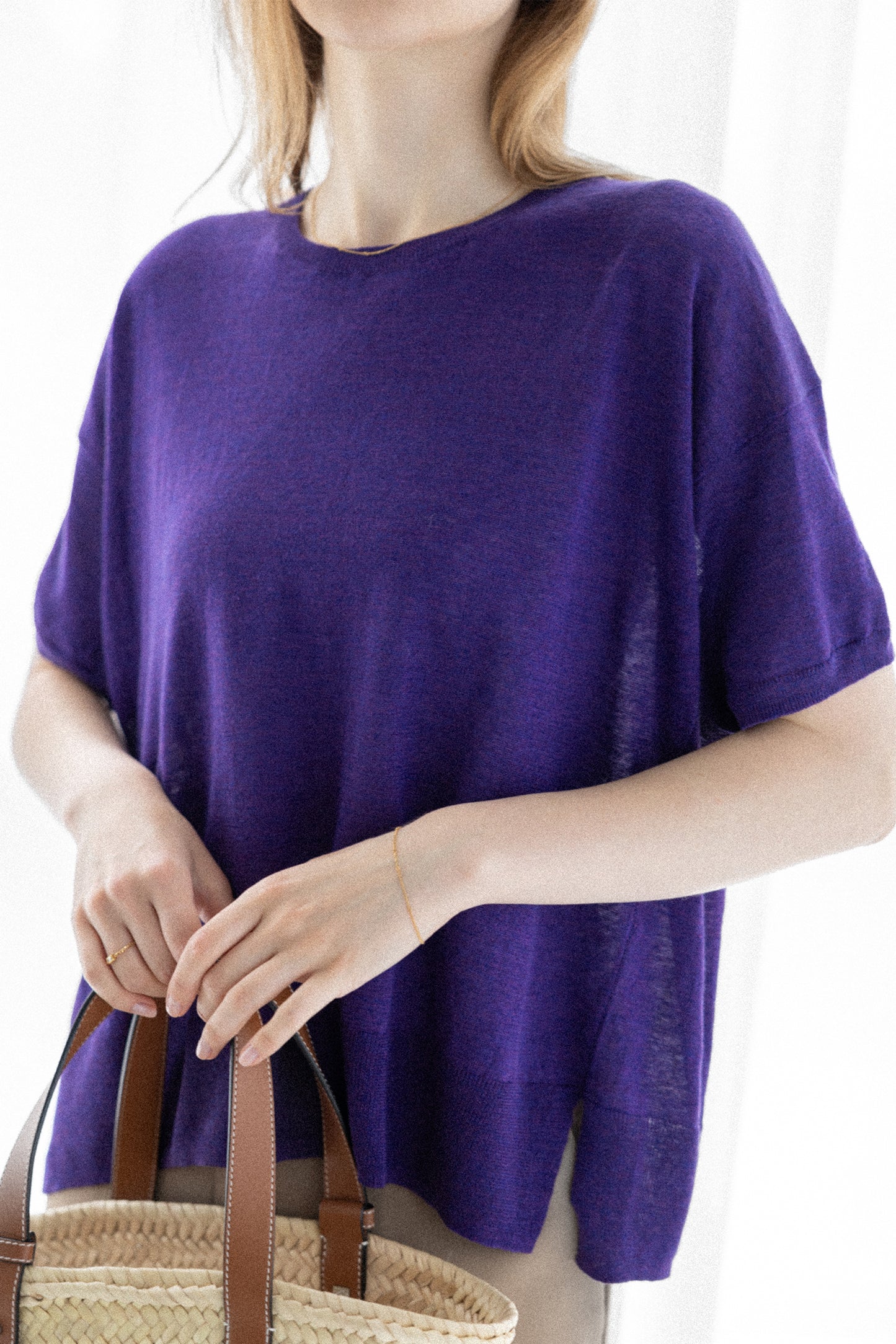 26SS Pull à demi-manches en lin /CT26122