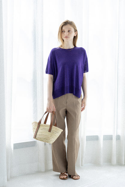 26SS Pull à demi-manches en lin /CT26122