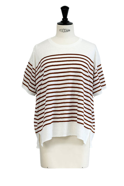 26SS Pull à demi-manches en lin /CT26122