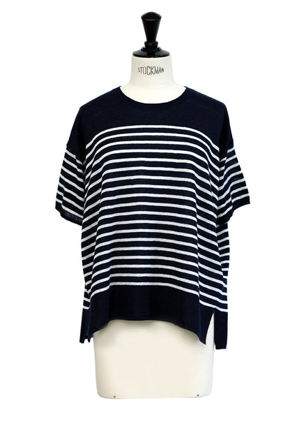 26SS Pull à demi-manches en lin /CT26122