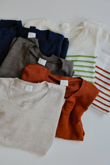 26SS Pull à demi-manches en lin /CT26122