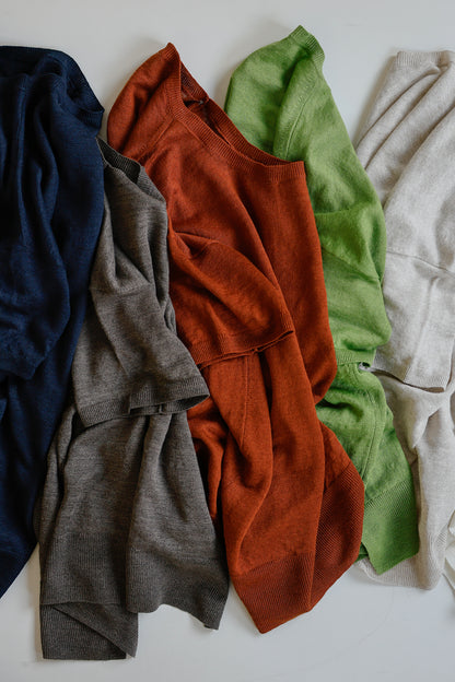 26SS Pull à demi-manches en lin /CT26122