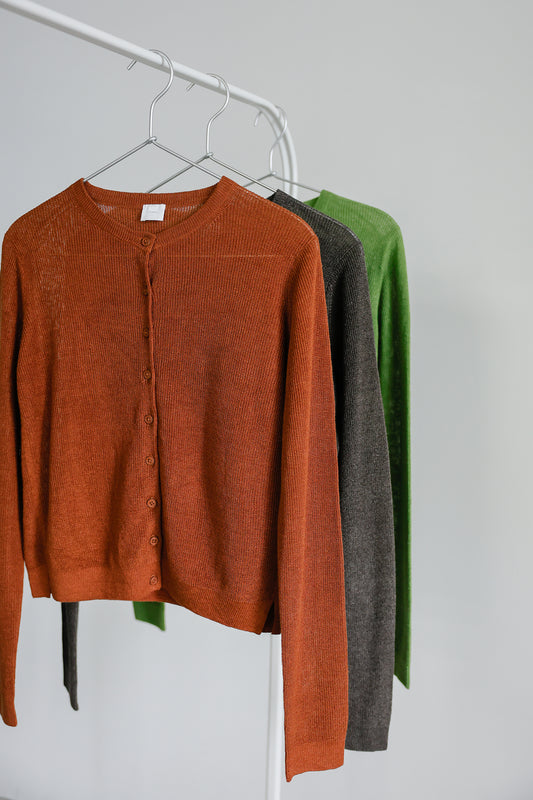 26SS Cardigan côtelé en lin /CT26126