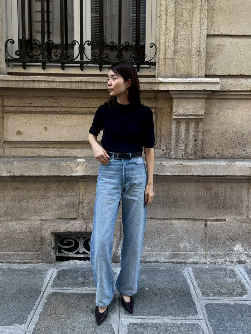 26AW Pull original en laine légère à côtes et manches mi-longues /CT26301