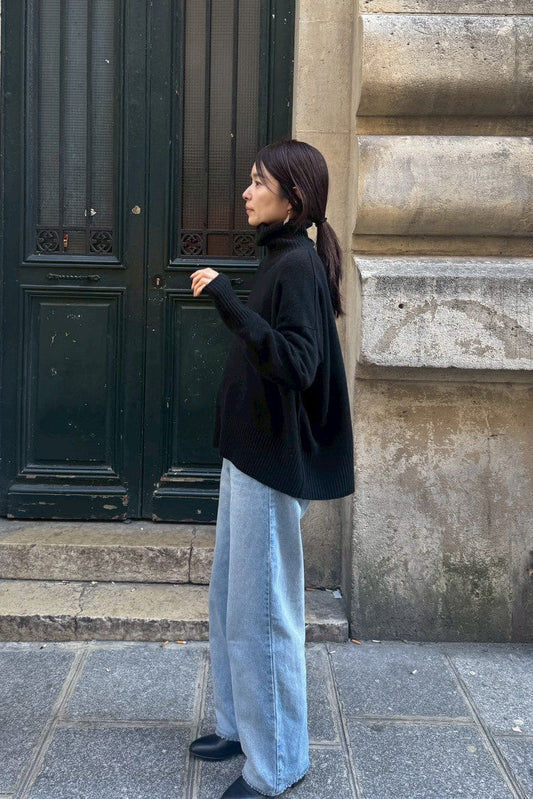 26AW Pull oversize col roulé en yak italien /CT26310