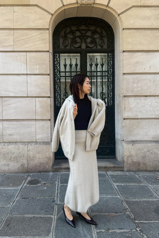 26AW Cardigan à capuche en cachemire et renard /CT26104