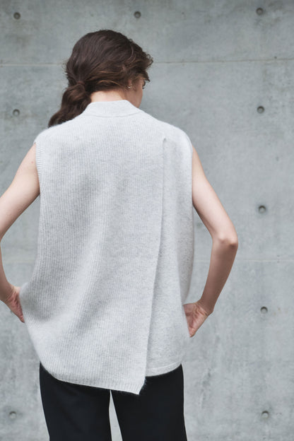 Raccoon back slit vest  L.GREY/ CT23101