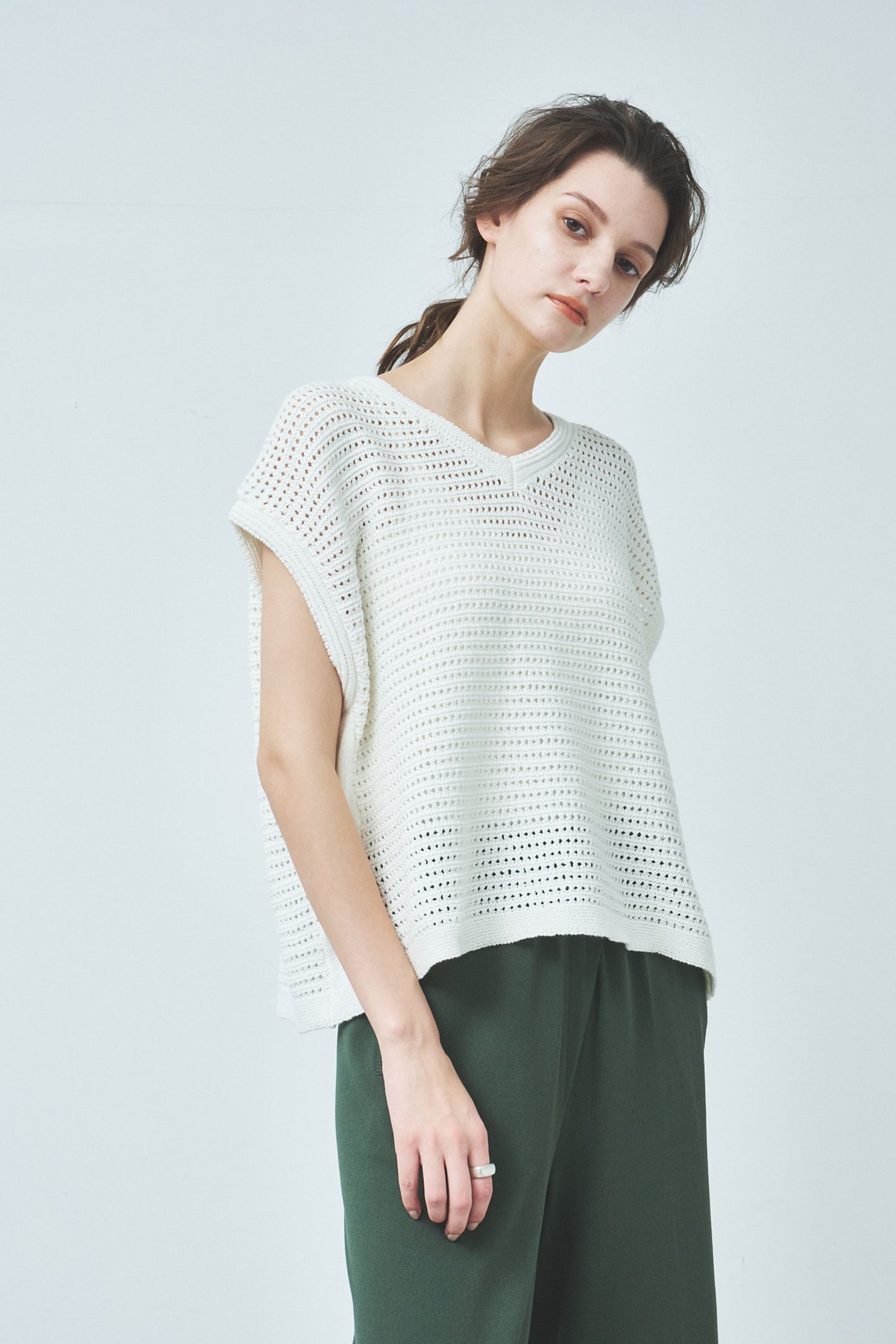 Cotton linen pattern pullover / CT23121