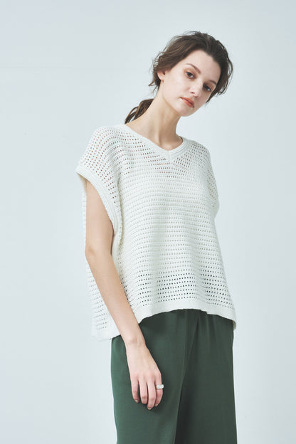 Cotton linen pattern pullover / CT23121