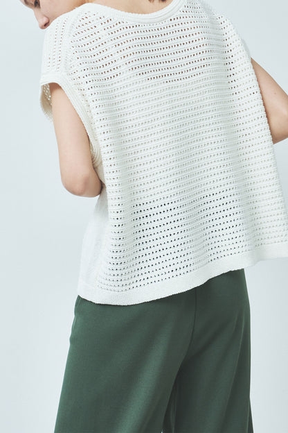 Pull à motifs en coton BLANC /CT23121