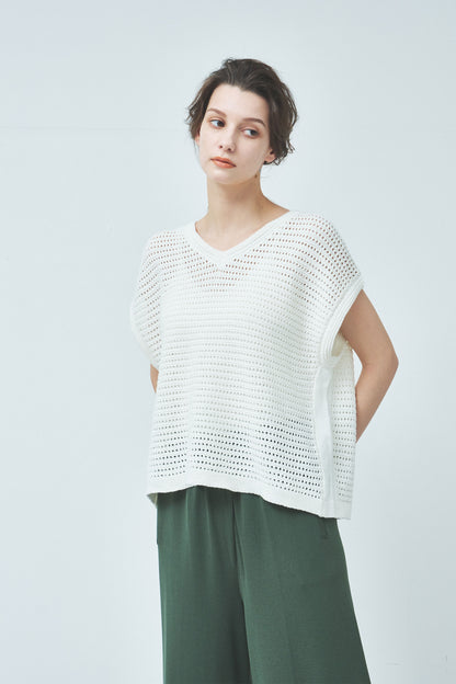 Cotton linen pattern pullover / CT23121