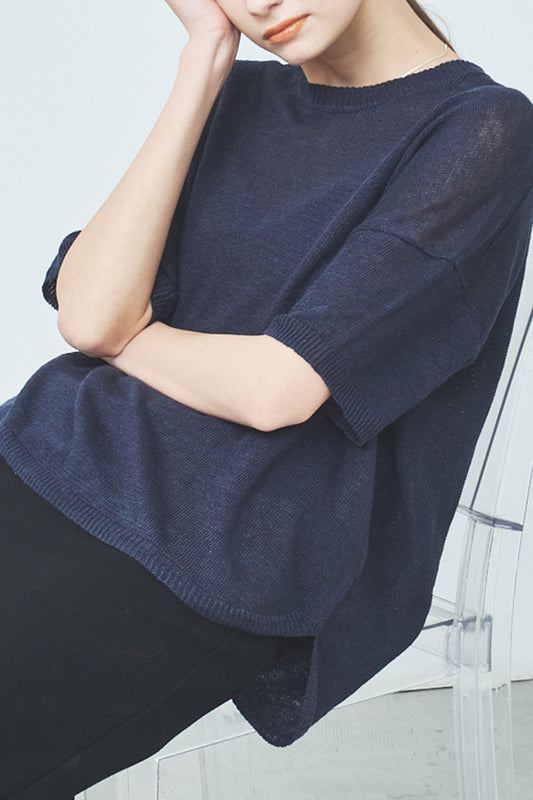 Archive item Pull col rond en lin /CT23124